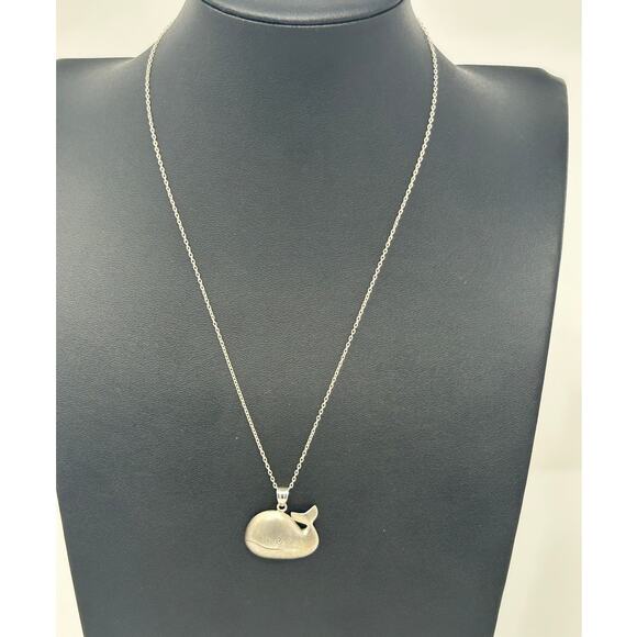 Marked 925 Matte Silver Whale Necklace - Picture 1 of 10